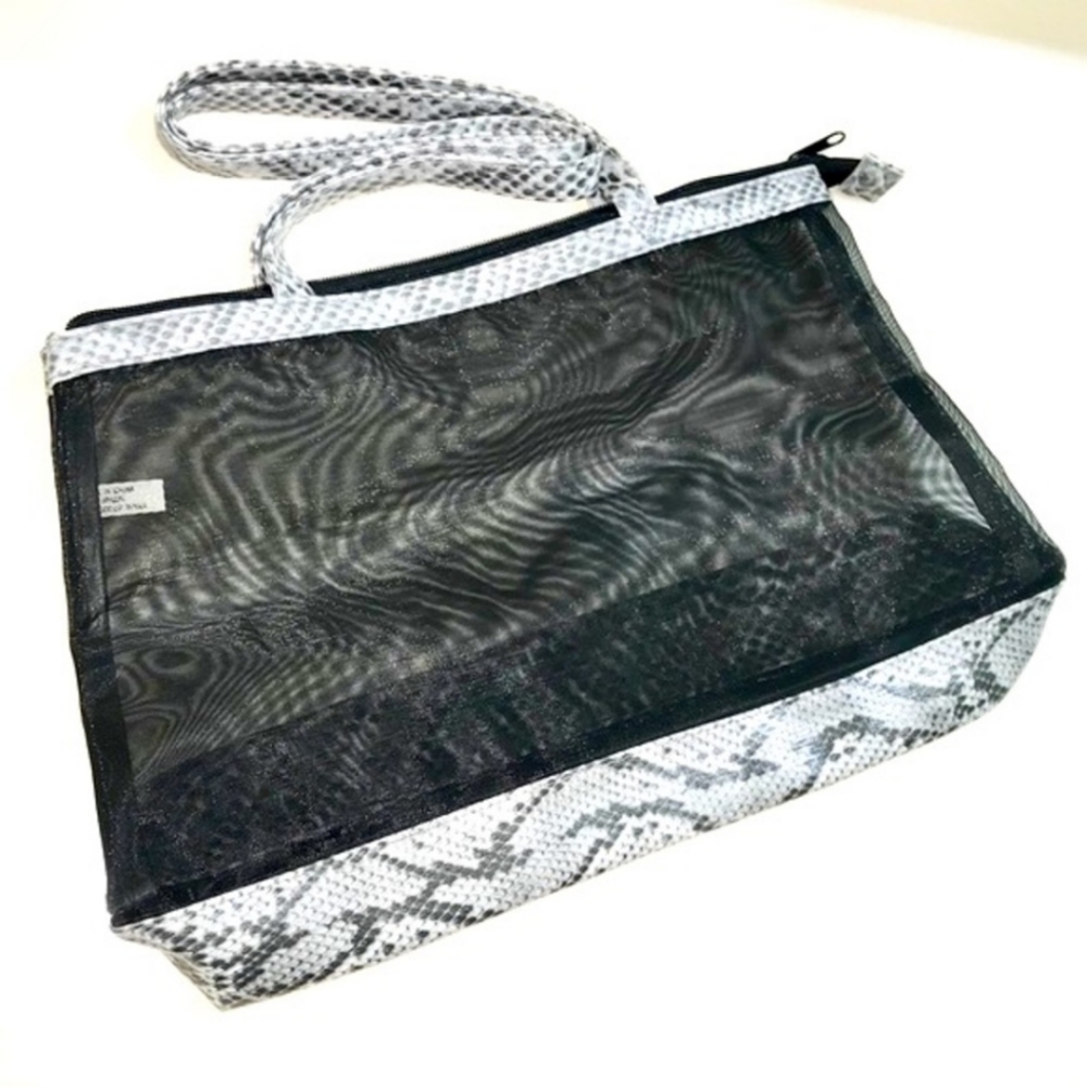 Faux Snake Print Mesh Tote Bag